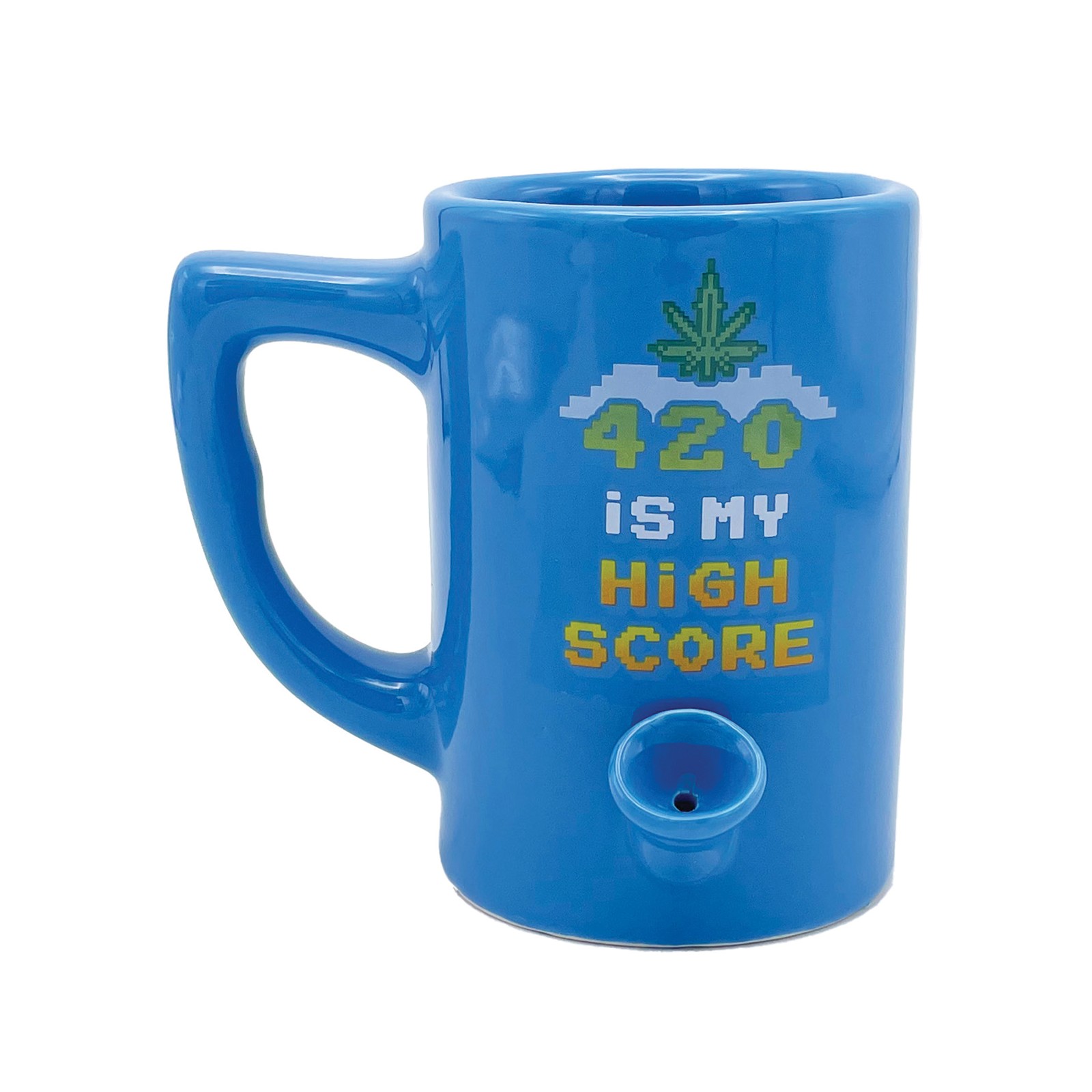 Taza de Café Wake & Bake 420 is My High Score - 10 oz Azul