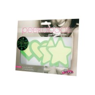 Peekaboos Brillantes en la Oscuridad Corazones Estrellas Verde