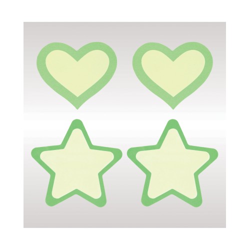 Peekaboos Brillantes en la Oscuridad Corazones Estrellas Verde