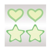 Peekaboos Brillantes en la Oscuridad Corazones Estrellas Verde