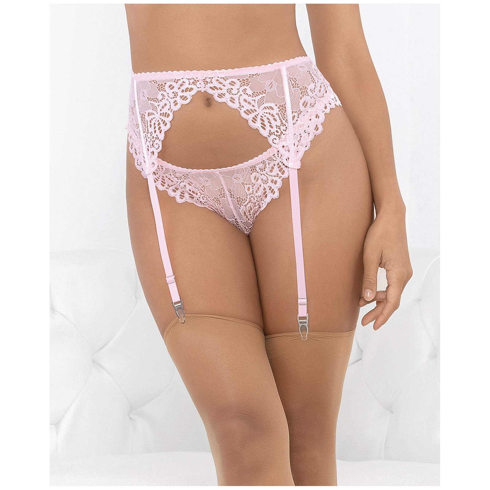 Lace Romance Garterbelt Pink