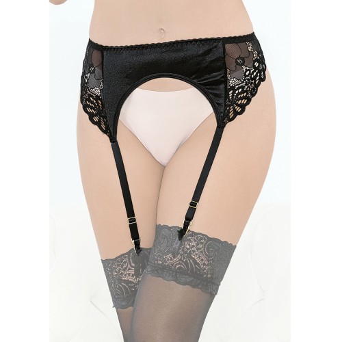 Satin Lace Garterbelt Black Medium