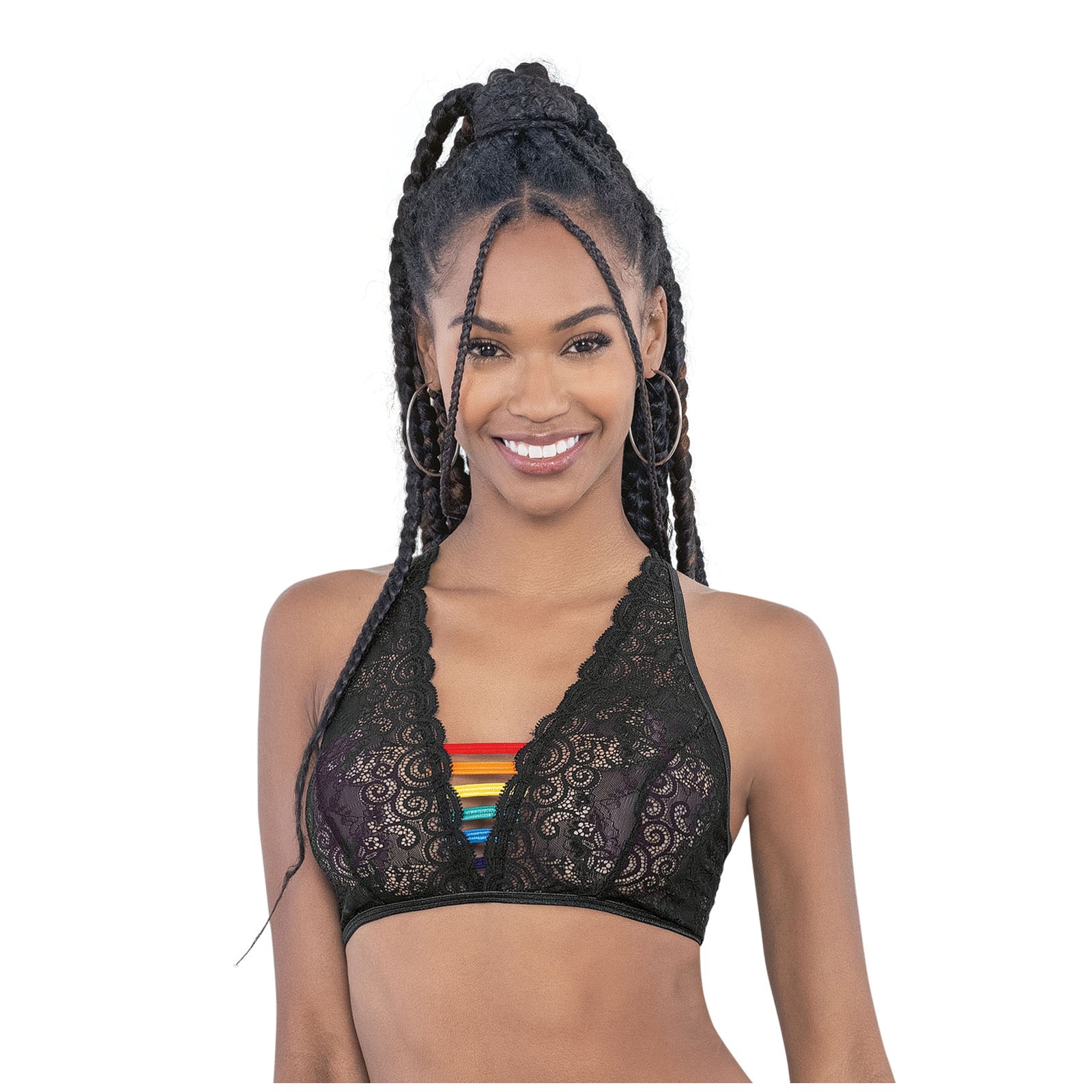 Pride Lace Rainbow Strappy Top Black