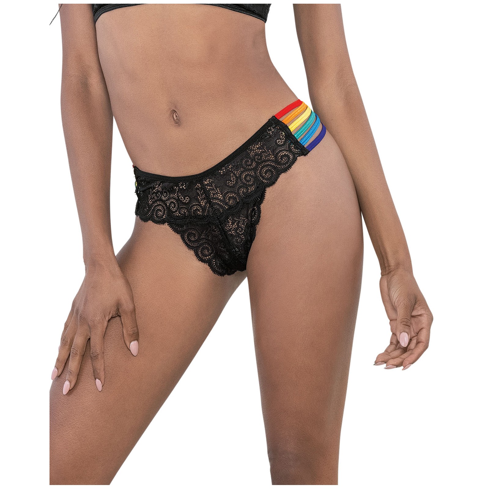 Panty de Encaje Orgulloso con Lateral de Arcoíris