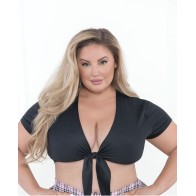 Tie Top Black QN for Elegant Lingerie