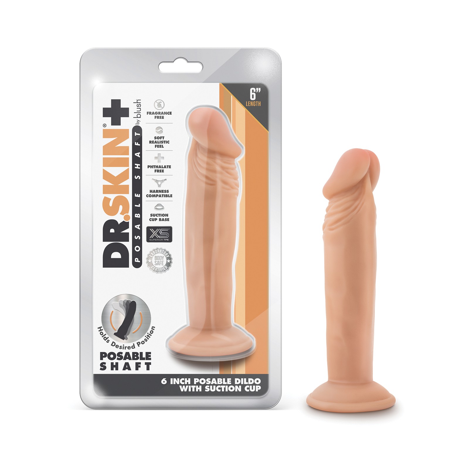 Blush Dr. Skin Plus 6" Posable Dildo - Vanilla