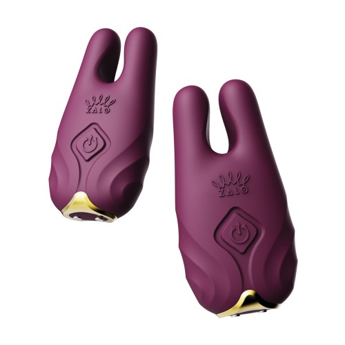 Zalo Nave Vibrating Nipple Clamps - Velvet Purple