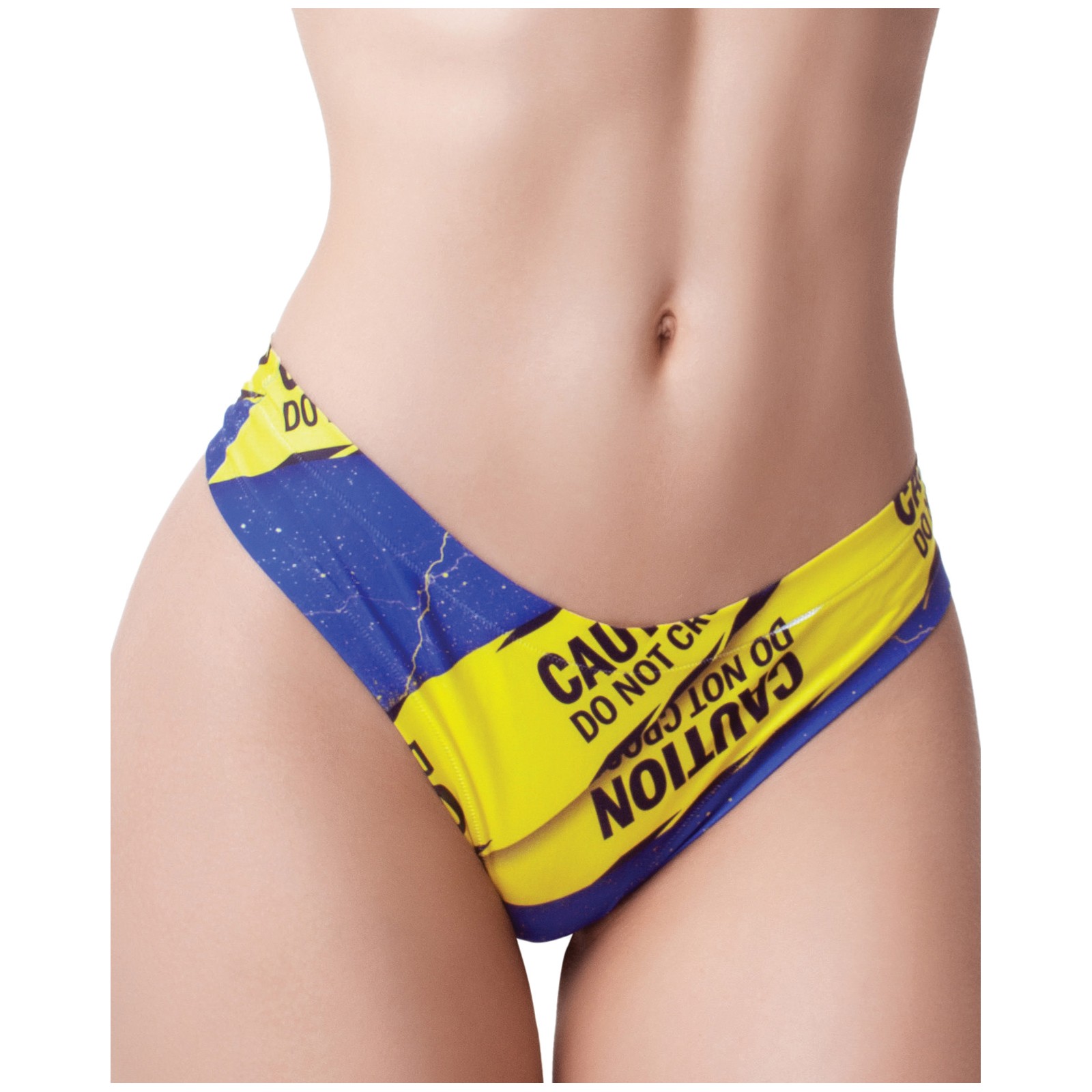 Mememe Caution Printed Thong XL - Comfort Wear