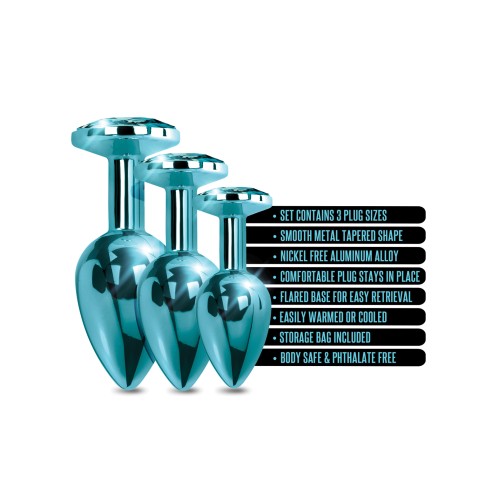 Nixie Blue Metallic Butt Plug Set