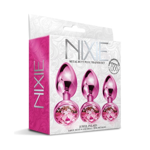 Set de Butt Plugs Metálicos Nixie - Rosa Metálico