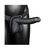 Shots Ouch 8" Ribbed Hollow Strap-On Black