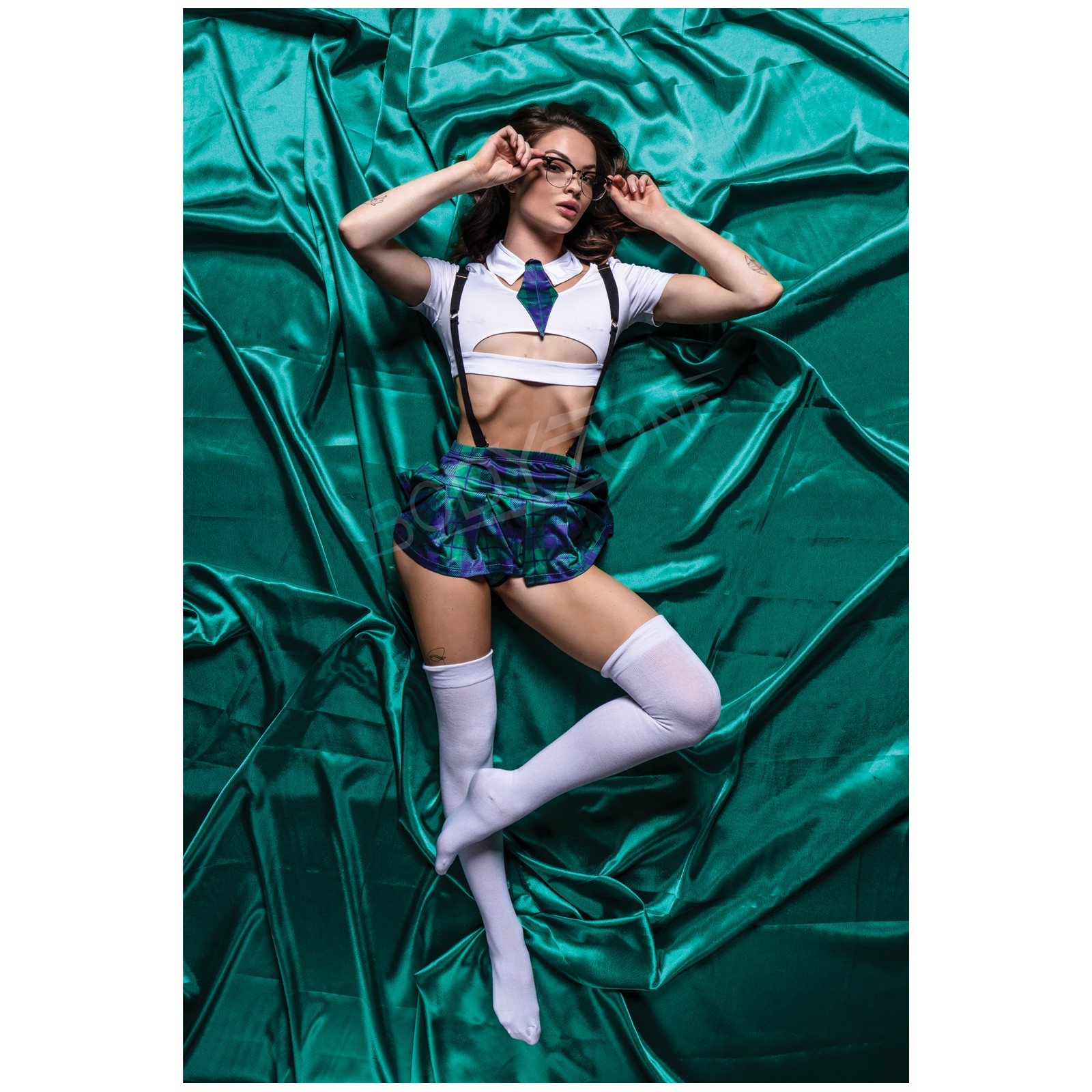 Conjunto de Juego de Rol Sultry School Babe - Verde S/M - Diversión de Fantasía