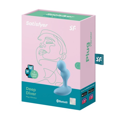 Satisfyer Deep Diver Vibrating Anal Plug - Light Blue