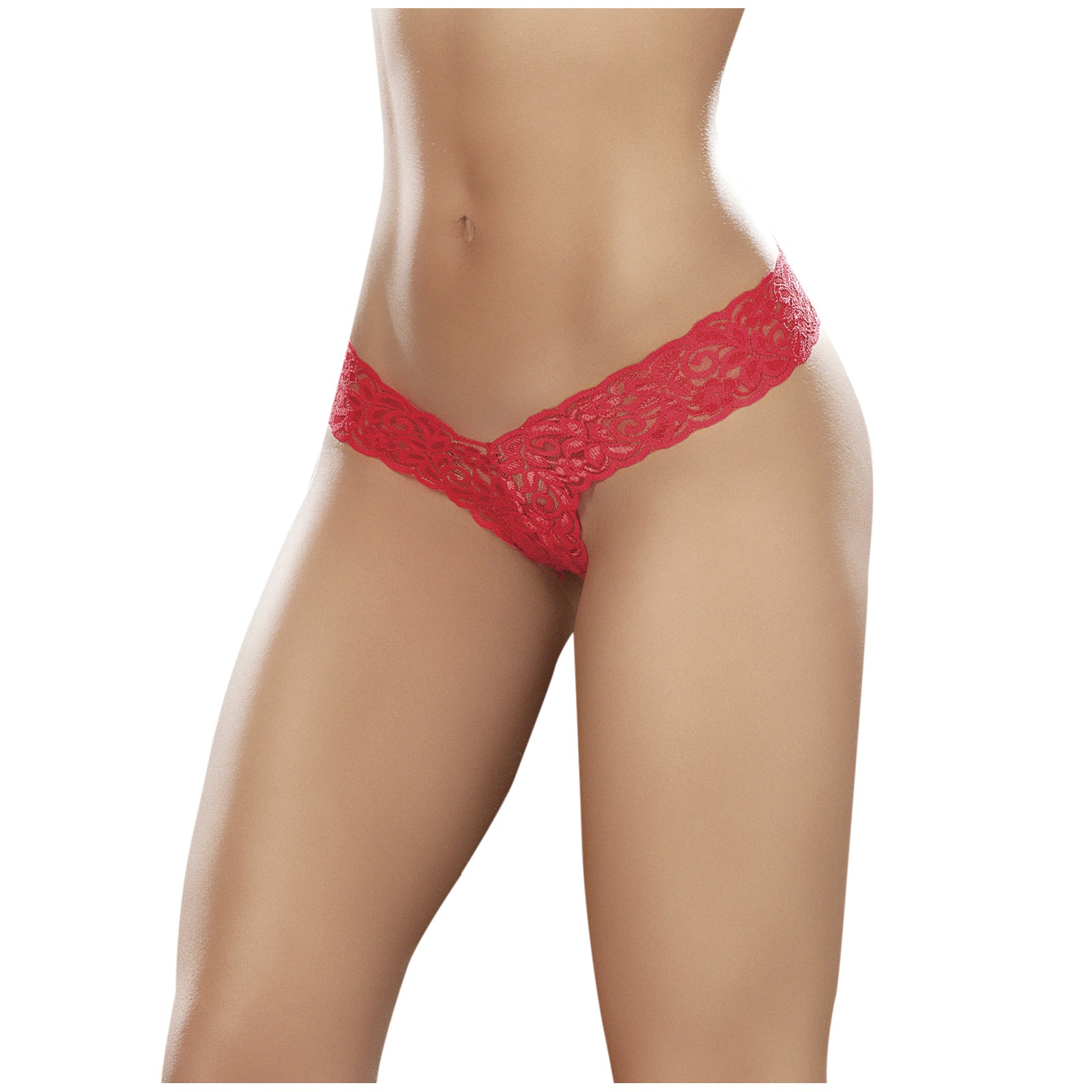 Lace V Front Boy Short Red