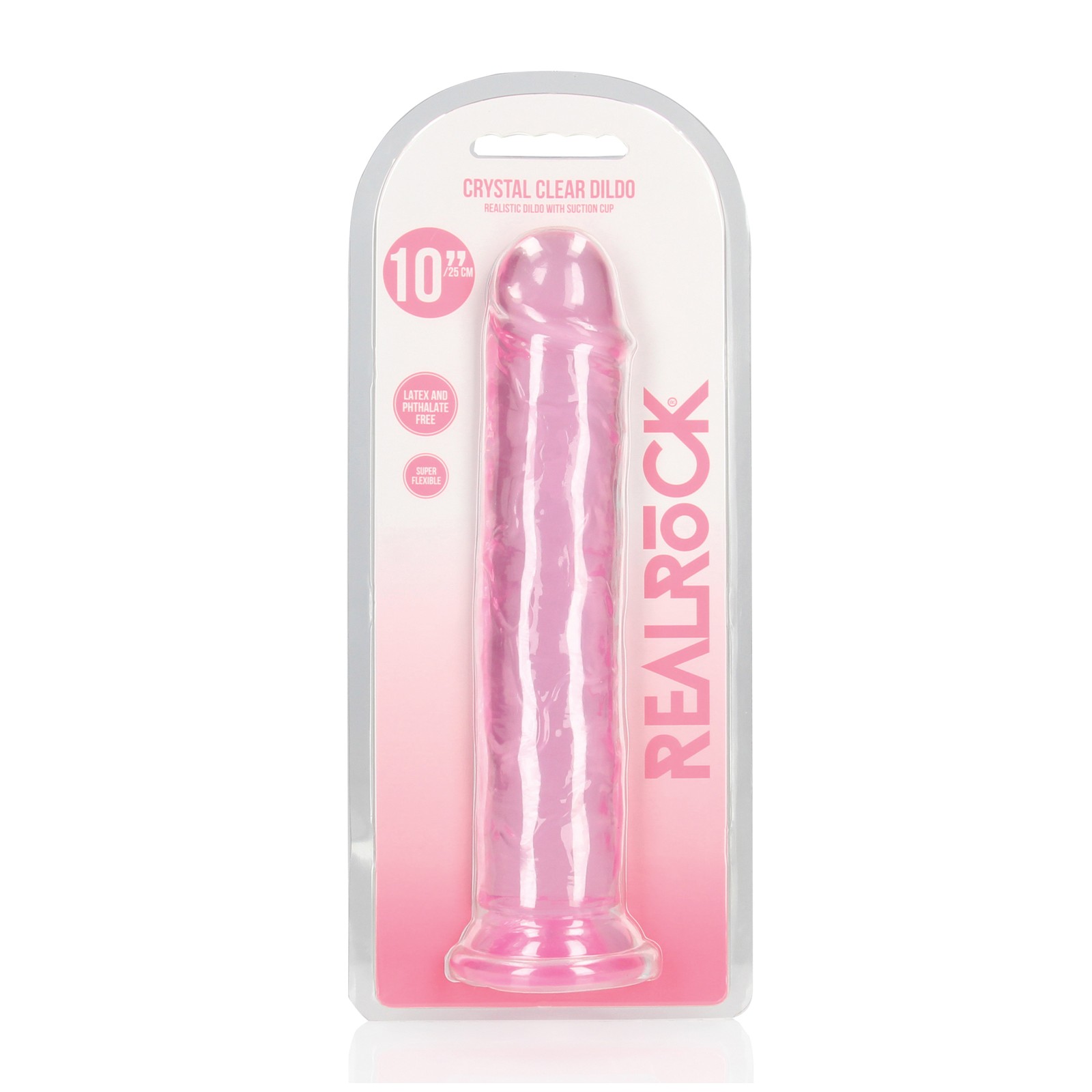 Dildo Cristalino Rosa de 10 Pulgadas Shots RealRock