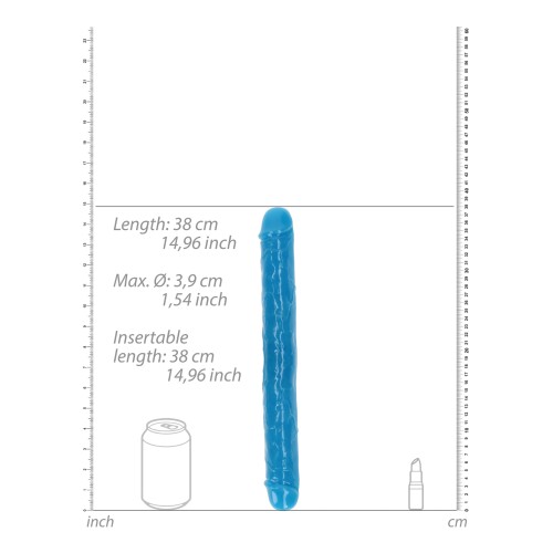 Shots RealRock Doble Dong de 15" que Brilla en la Oscuridad - Azul Neón