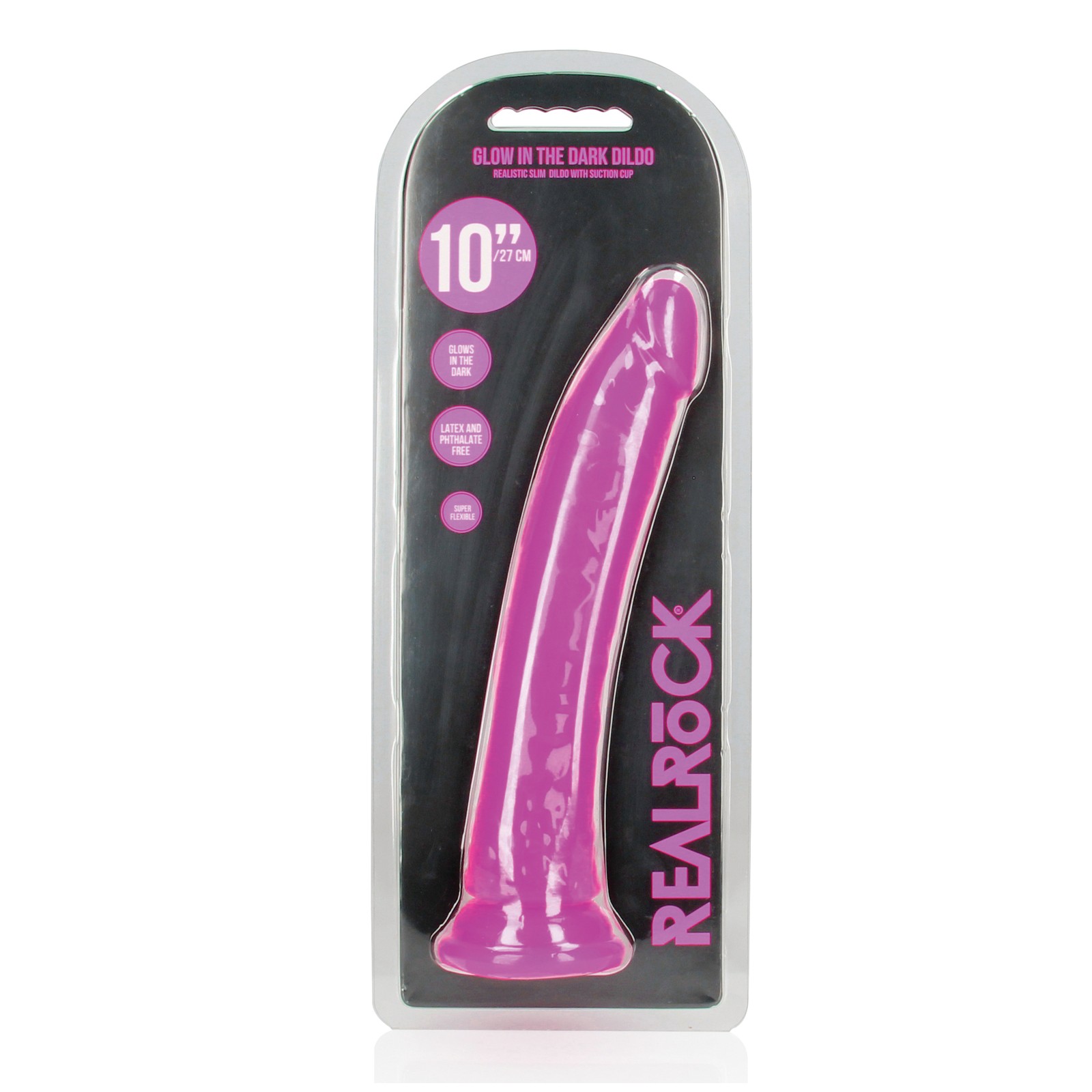 Shots RealRock 10 Inch Slim Glow in the Dark Dildo