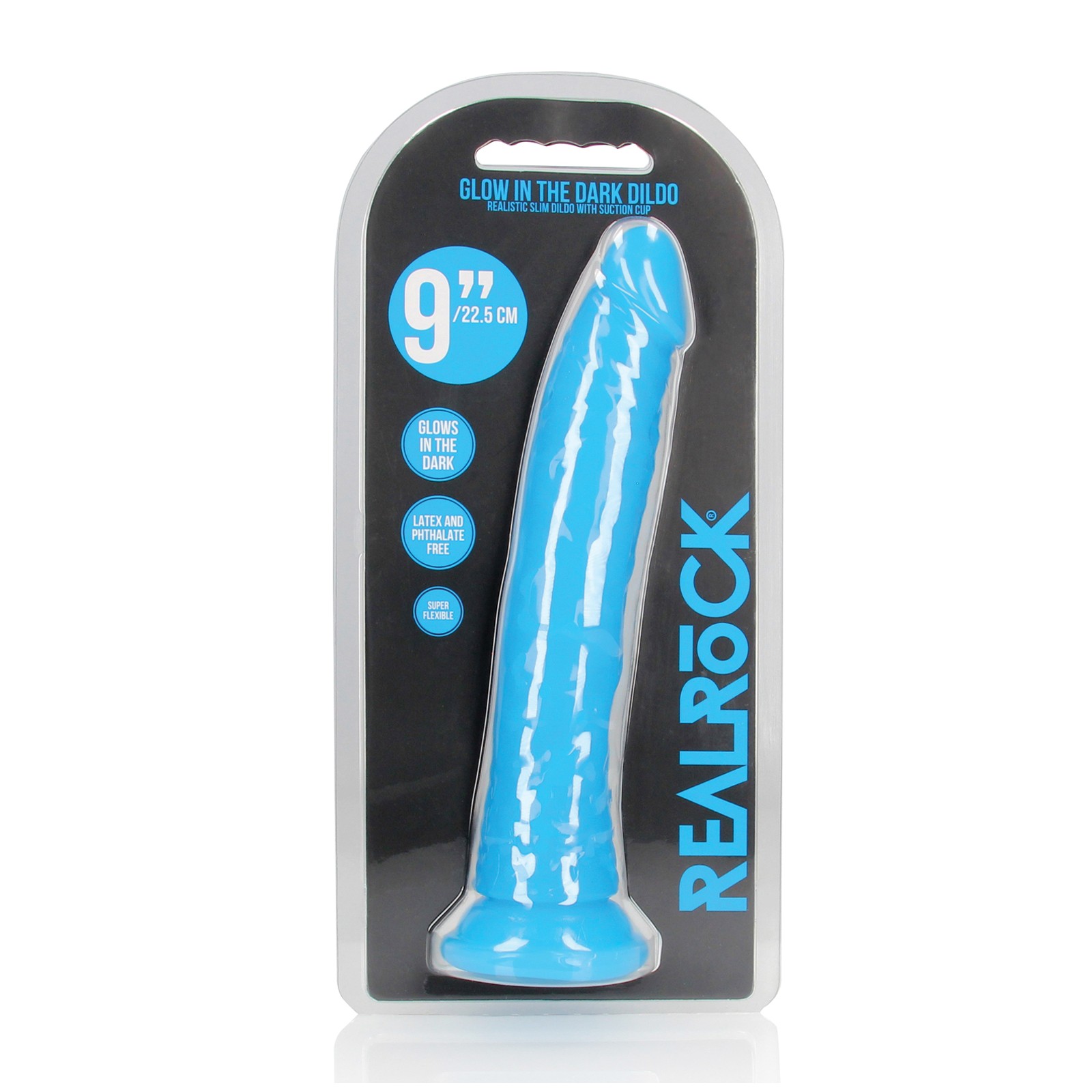 Dildo Slim RealRock de 9" - Brilla en la Oscuridad