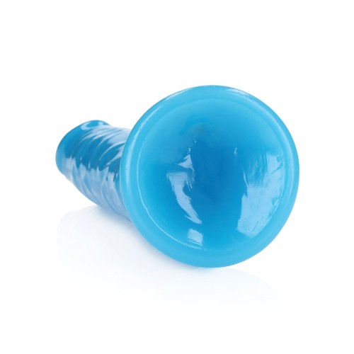 Shots RealRock 10 Inch Slim Dildo Glow in the Dark Neon Blue