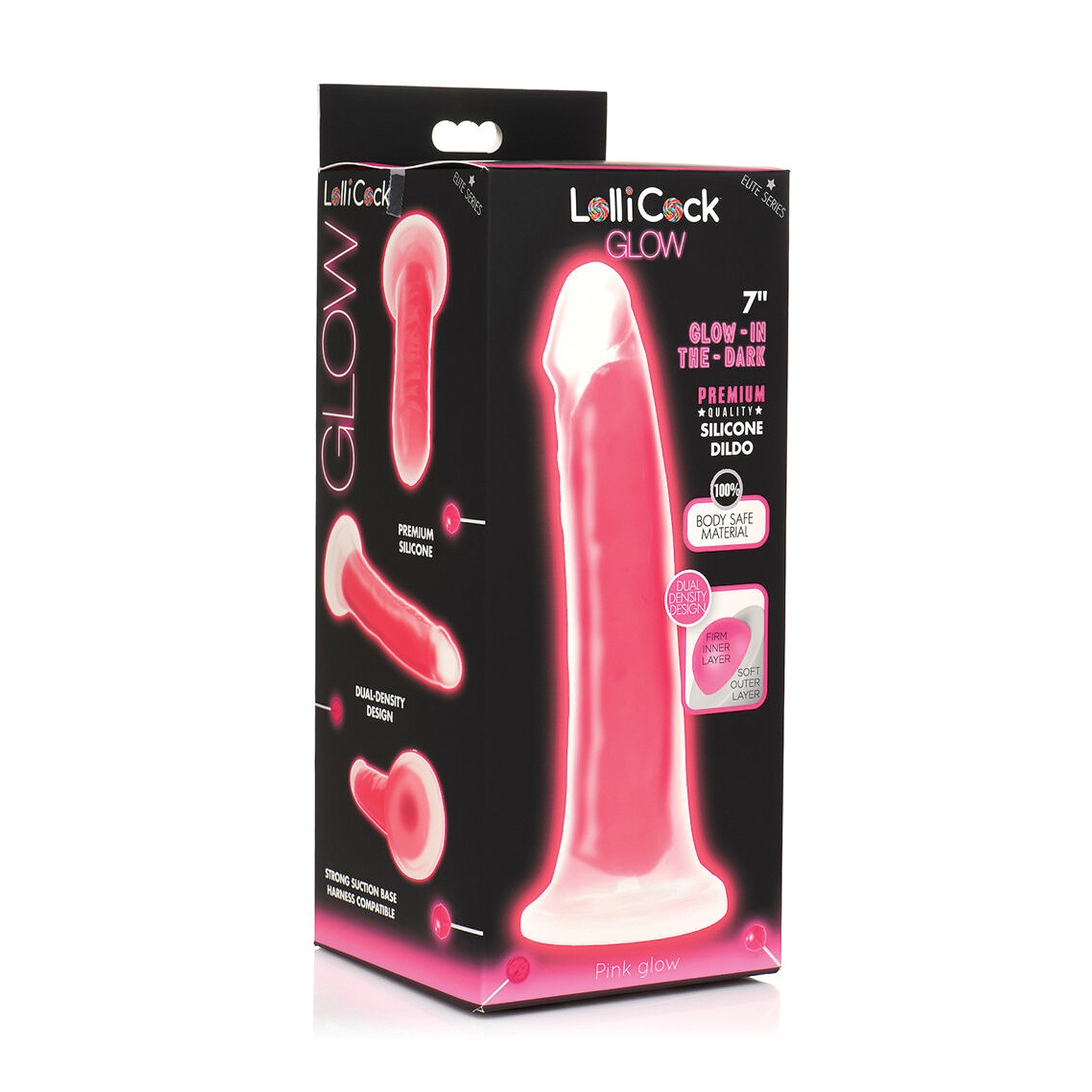 Dildo Curve Toys Lollicock que Brilla en la Oscuridad