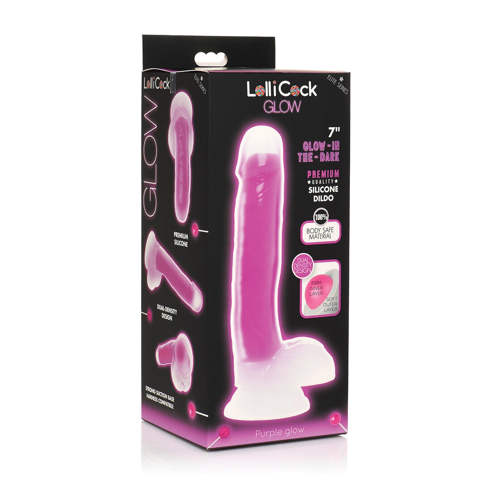 Dildo Lollicock 7" que Brilla en la Oscuridad de Curva Toys