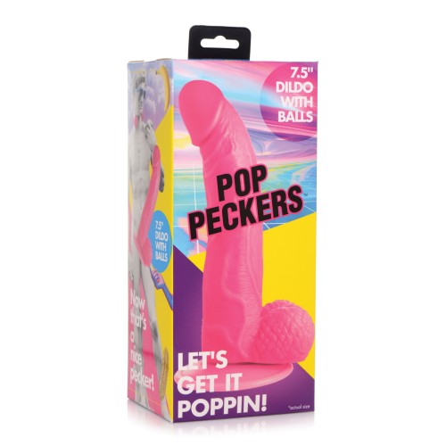 Pop Peckers 7.5" Dildo with Balls - Pink