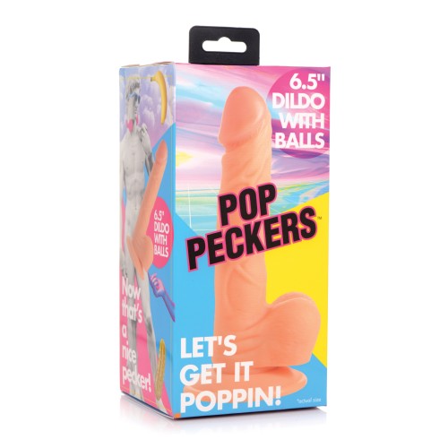 Pop Peckers 6.5" Dildo with Balls - Fun and Vibrant