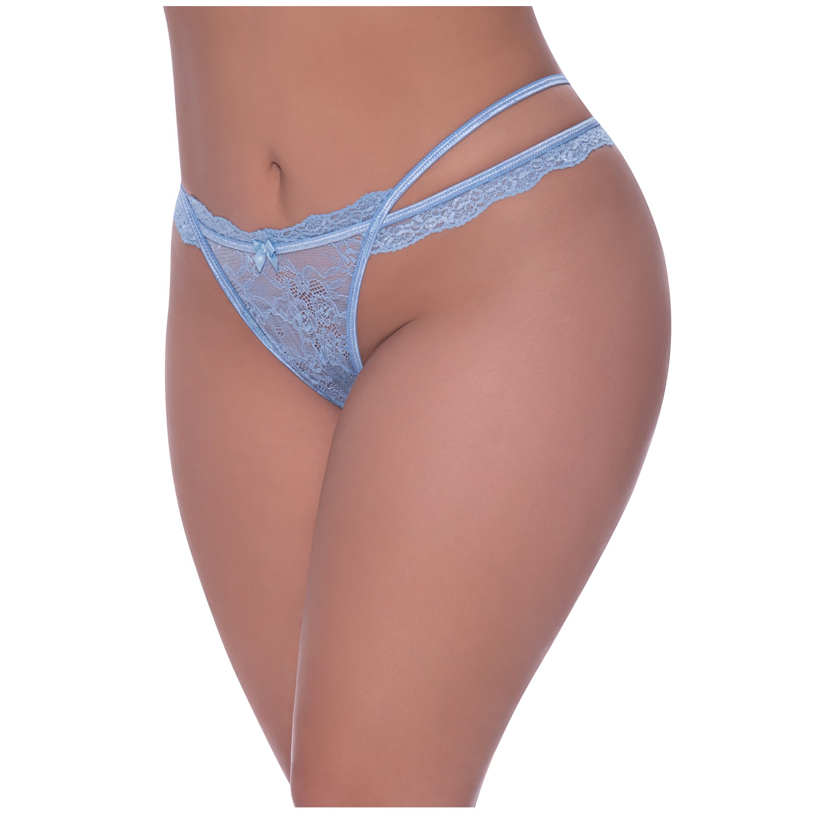 Ooh La Lace Cross Strap Split Crotch Tanga Panty Periwinkle QN