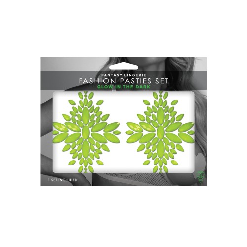 Pasties con Joyas Reactivos UV Fantasía Verde Neón