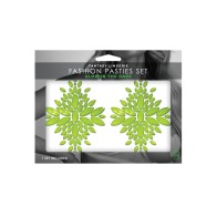 Pasties con Joyas Reactivos UV Fantasía Verde Neón