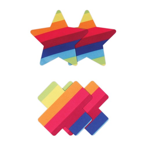 Pretty Pasties Pride Cross & Star Rainbow - 2 Pair