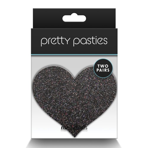 Pretty Pasties Corazones Brillantes Negro Oro - 2 Pares