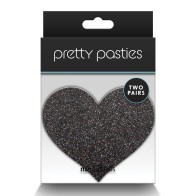 Pretty Pasties Corazones Brillantes Negro Oro - 2 Pares