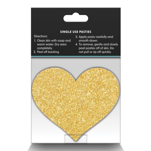 Pretty Pasties Glitter Hearts Black Gold - 2 Pairs