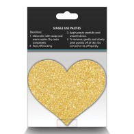 Pretty Pasties Corazones Brillantes Negro Oro - 2 Pares