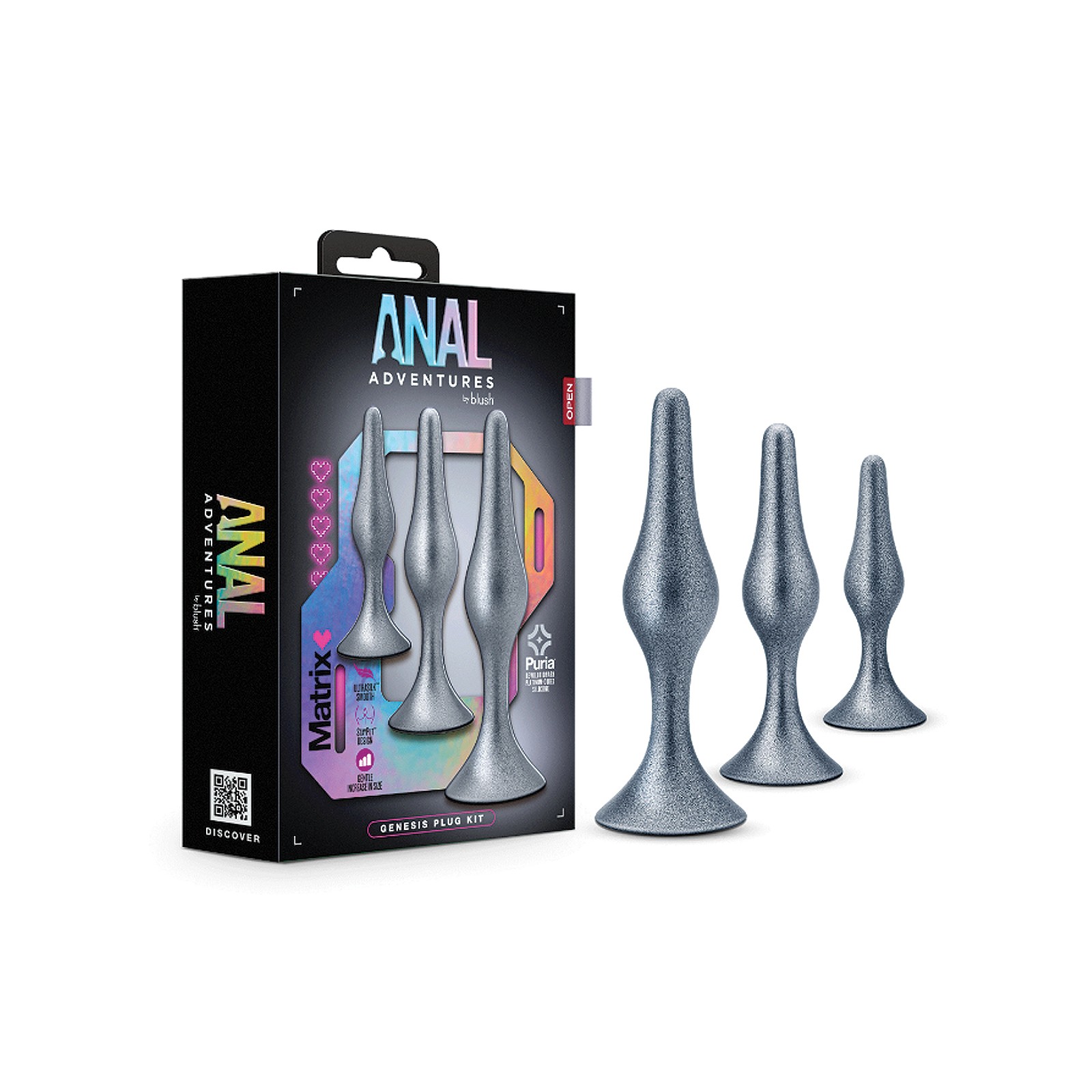 Blush Anal Adventures Matrix Genesis Plug Kit Silver