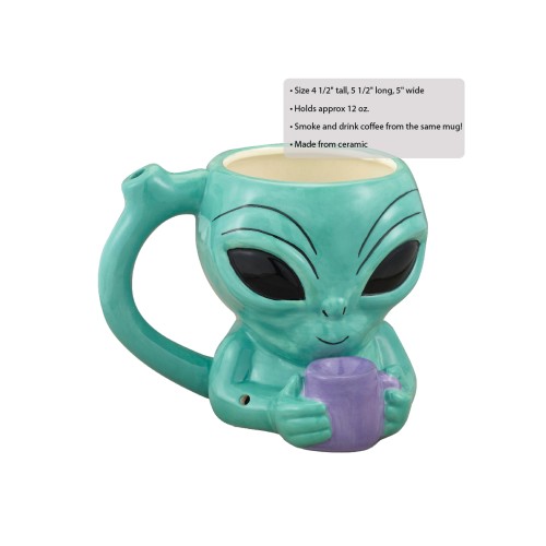 Alien Novelty Mug with Pipe for Unique Parties