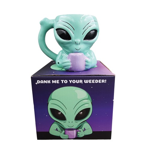 Alien Novelty Mug with Pipe for Unique Parties