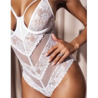 Lace Peek A Boo Teddy White L XL