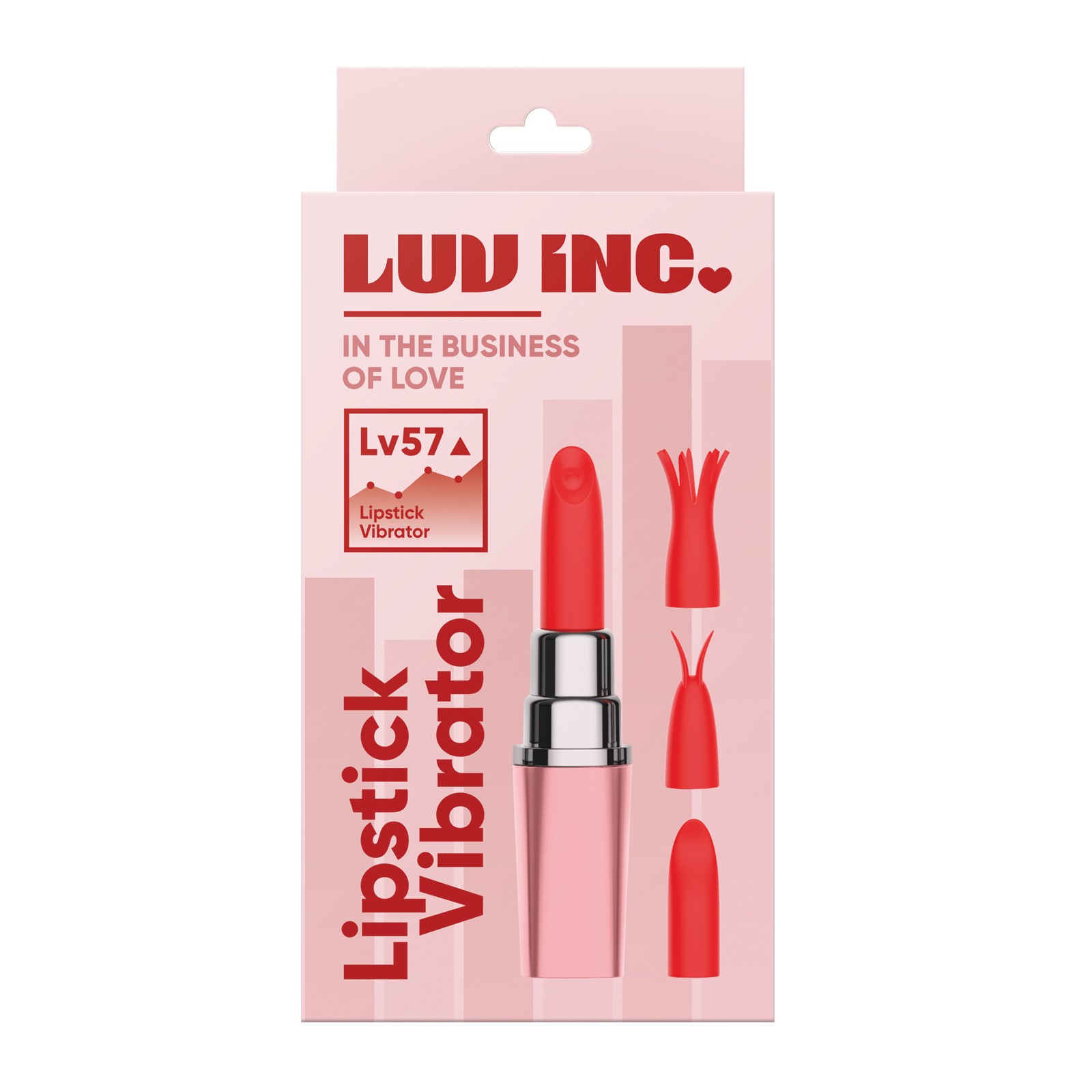 Luv Inc. Lipstick Vibrator with 4 Heads - Light Pink