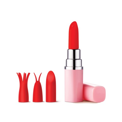 Luv Inc. Lipstick Vibrator with 4 Heads - Light Pink