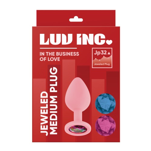 Plug Anal de Silicona con Joyas Luv Inc. Mediano Rosa