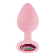 Luv Inc. Jeweled Silicone Butt Plug Medium Pink