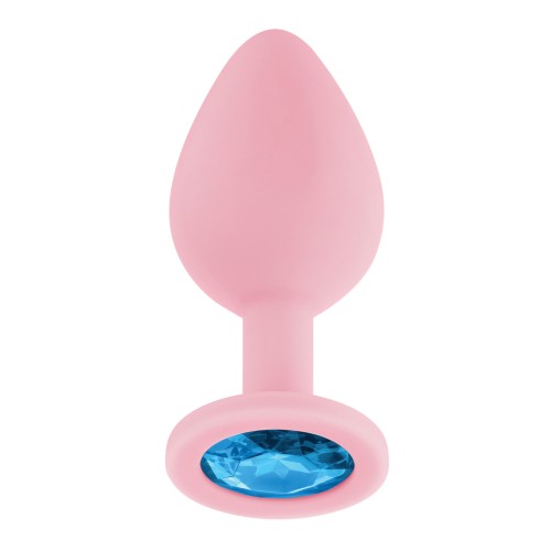 Luv Inc. Jeweled Silicone Butt Plug Medium Pink