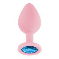 Luv Inc. Jeweled Silicone Butt Plug Medium Pink