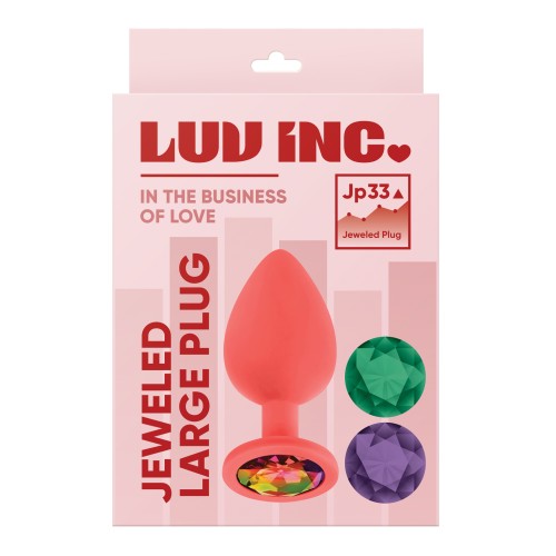 Luv Inc. Jeweled Silicone Butt Plug - Coral Large