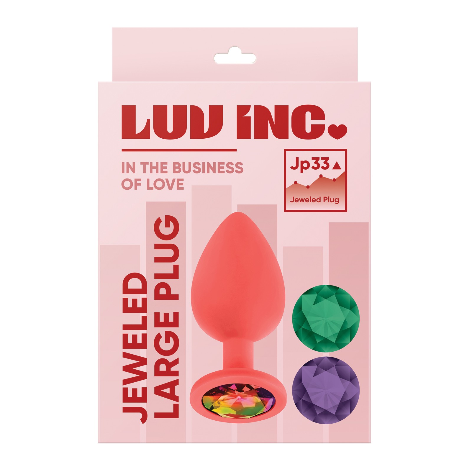 Luv Inc. Jeweled Silicone Butt Plug - Coral Large