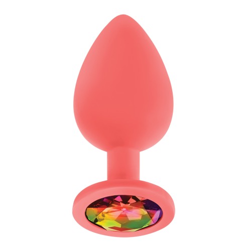 Luv Inc. Jeweled Silicone Butt Plug - Coral Large