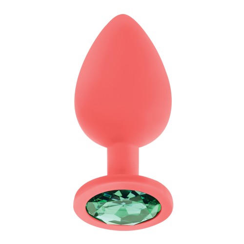 Luv Inc. Jeweled Silicone Butt Plug - Coral Large