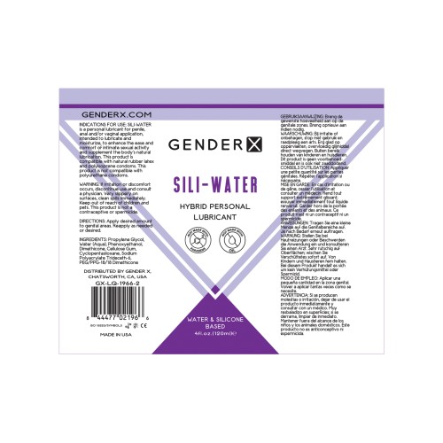 Gender X Sili-Water Lubricante Personal - 4 oz